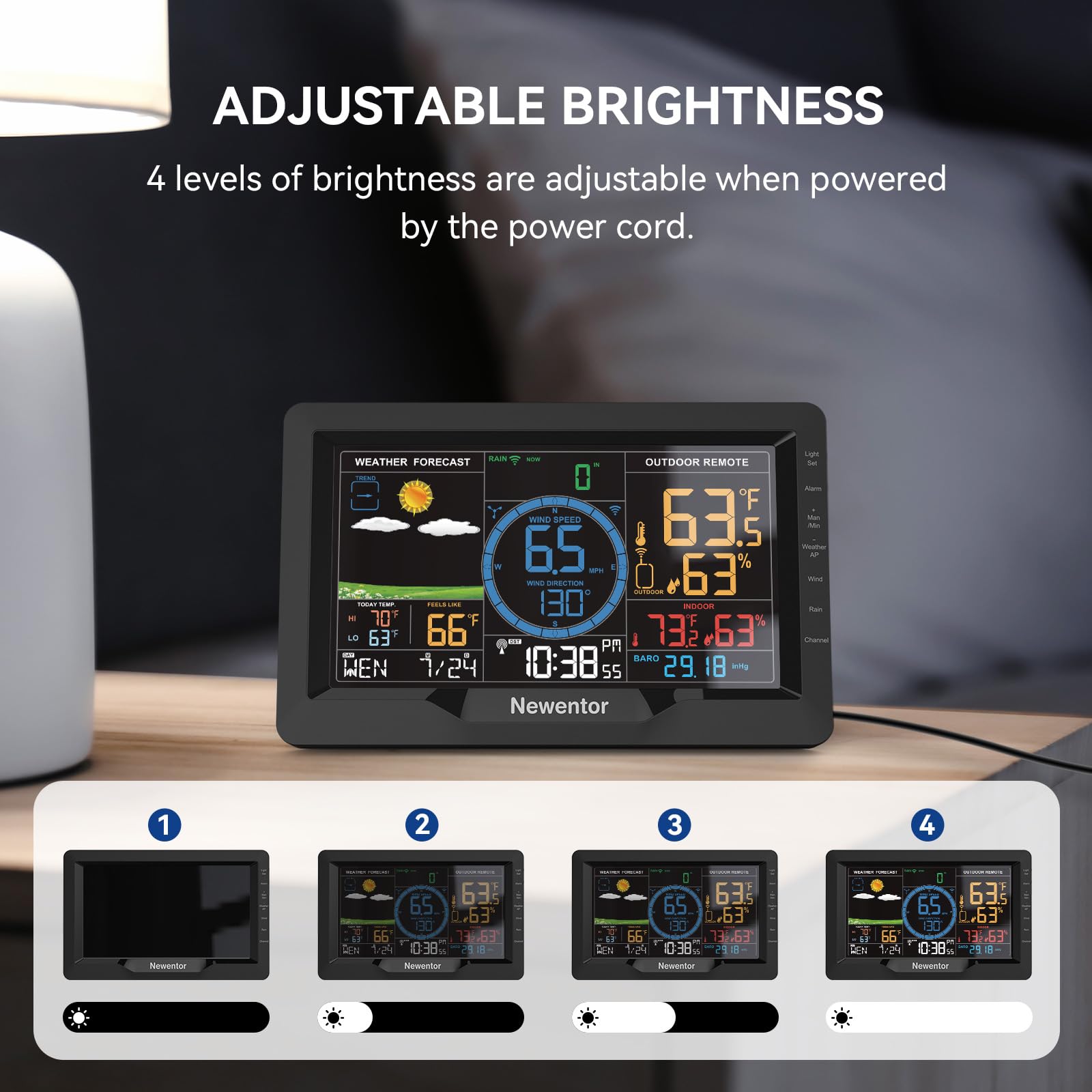 Multi Clock Barometer Temperature Snapklik.com : Newentor Weather Station Wireless Inide Outside ...