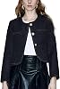 Womens Casual Business Cropped Tweed Blazers Jacket with Pocket Slim Fit Long Sleeve Short Suit for Work Office