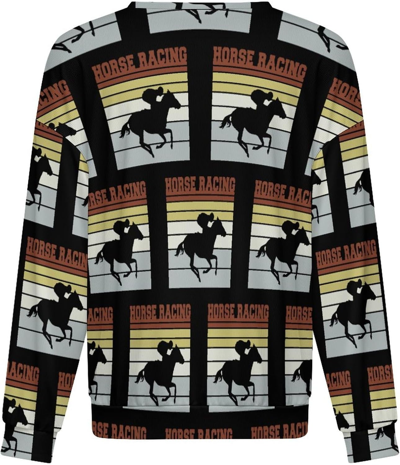 Vintage Horse Racing Team Men's Sweatshirt Crewneck Pullover Long Sleeve T Shirts Top