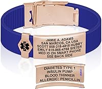 Vista 196 de Divoti Pulsera de identificación de alerta médica grabada personalizada, grabado láser de doble cara, pulsera de silicona, cierre de seguridad
