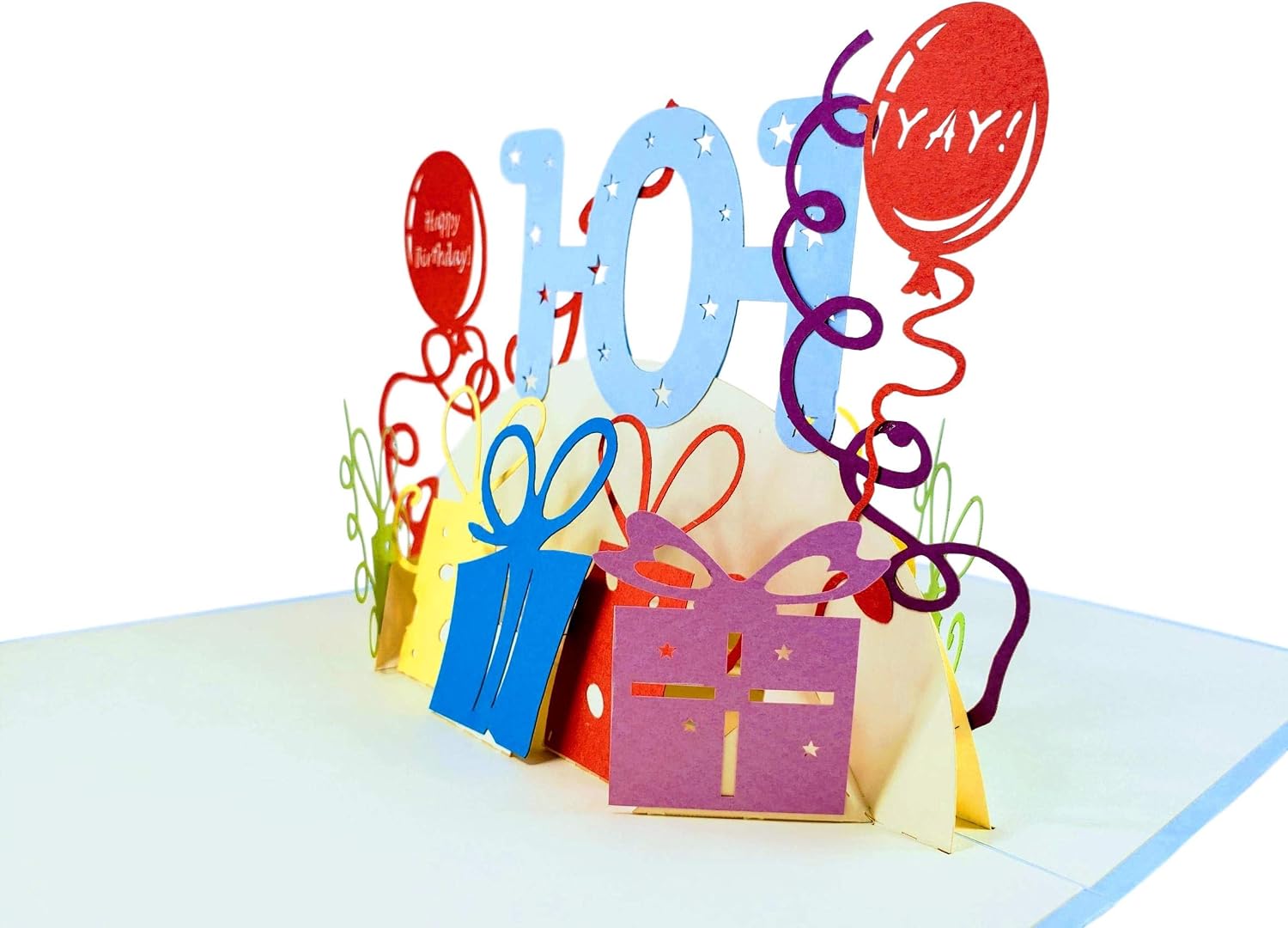 iGifts And Cards Happy 101st Birthday With Lots of Presents 3D Pop Up Greeting Card, Awesome, Cute, Fun, Gift, Unique - Image 4