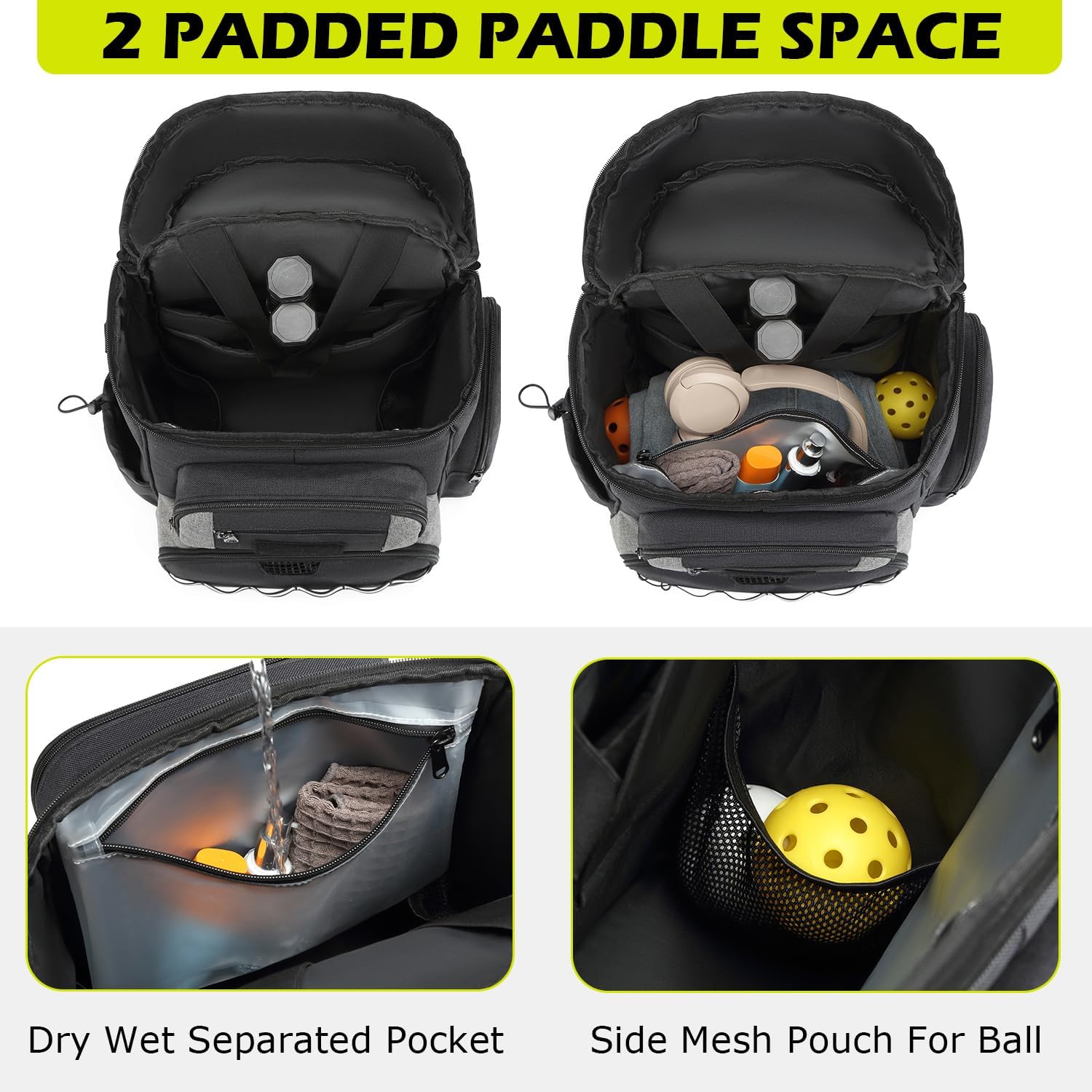 HAMBOLY Pickleball Bag for Men & Women, Large Pickleball Backpack with Shoes Compartment and Cooler, Fence Hook Design - Image 2