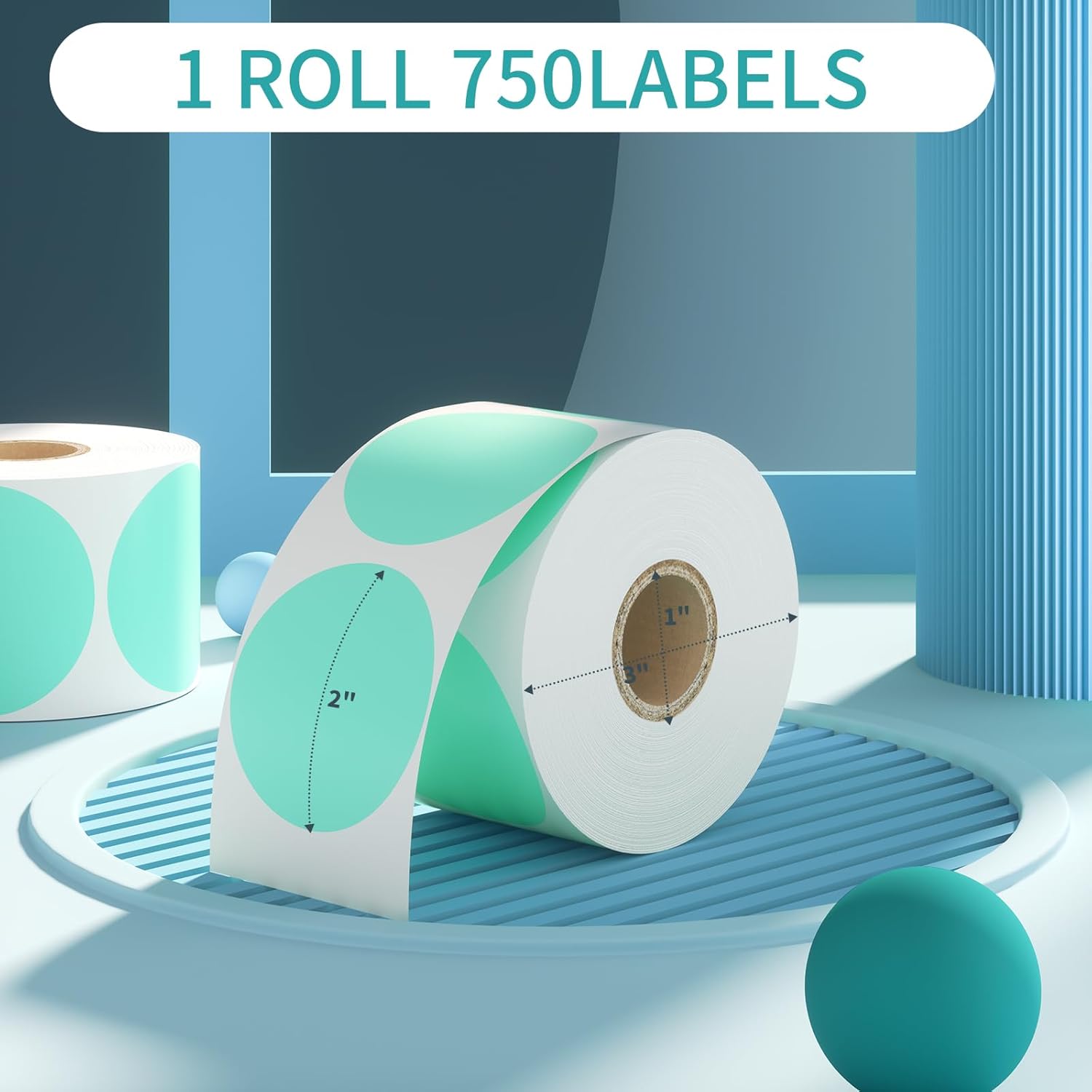 CLASSY Thermal Sticker Labels - 750 Multi-Purpose Stickers/1 Roll, Name Tag, Small Business, Inventory, Color Coding, Green - Image 2