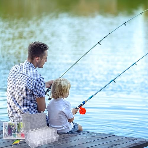 Miniatura 6 de Paquete de 6 cajas organizadoras de plástico de 18 rejillas con divisores, organizador de 18 compartimentos, organizadores de cajas de aparejos y