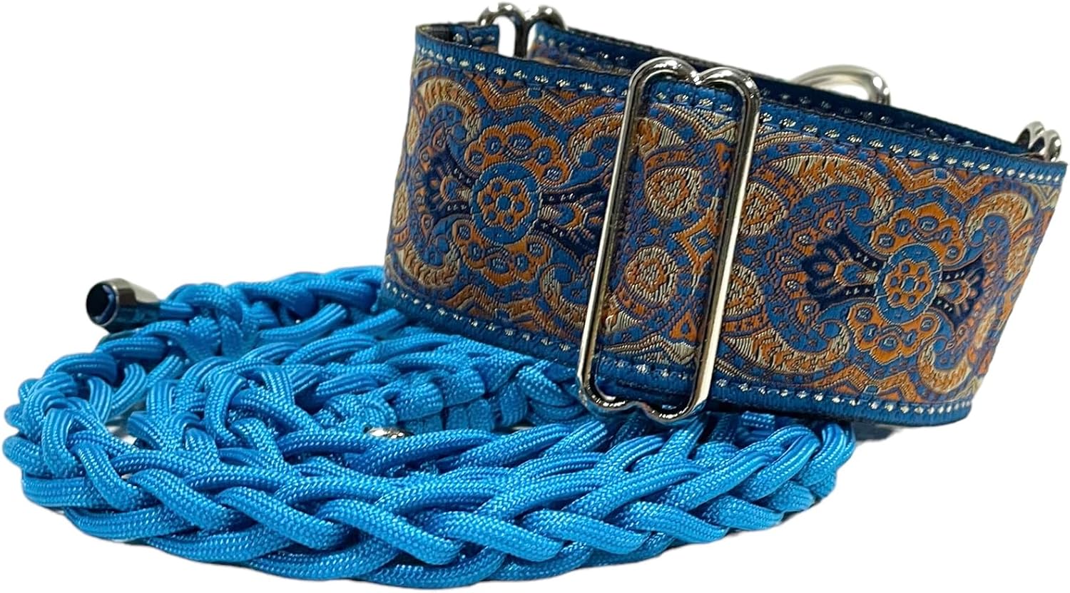 SGang Martingale Dog Collar and Leash Set for Greyhound Saluki Whippet and Other Breeds(L 14inch-18inch and Leash Set),Blue