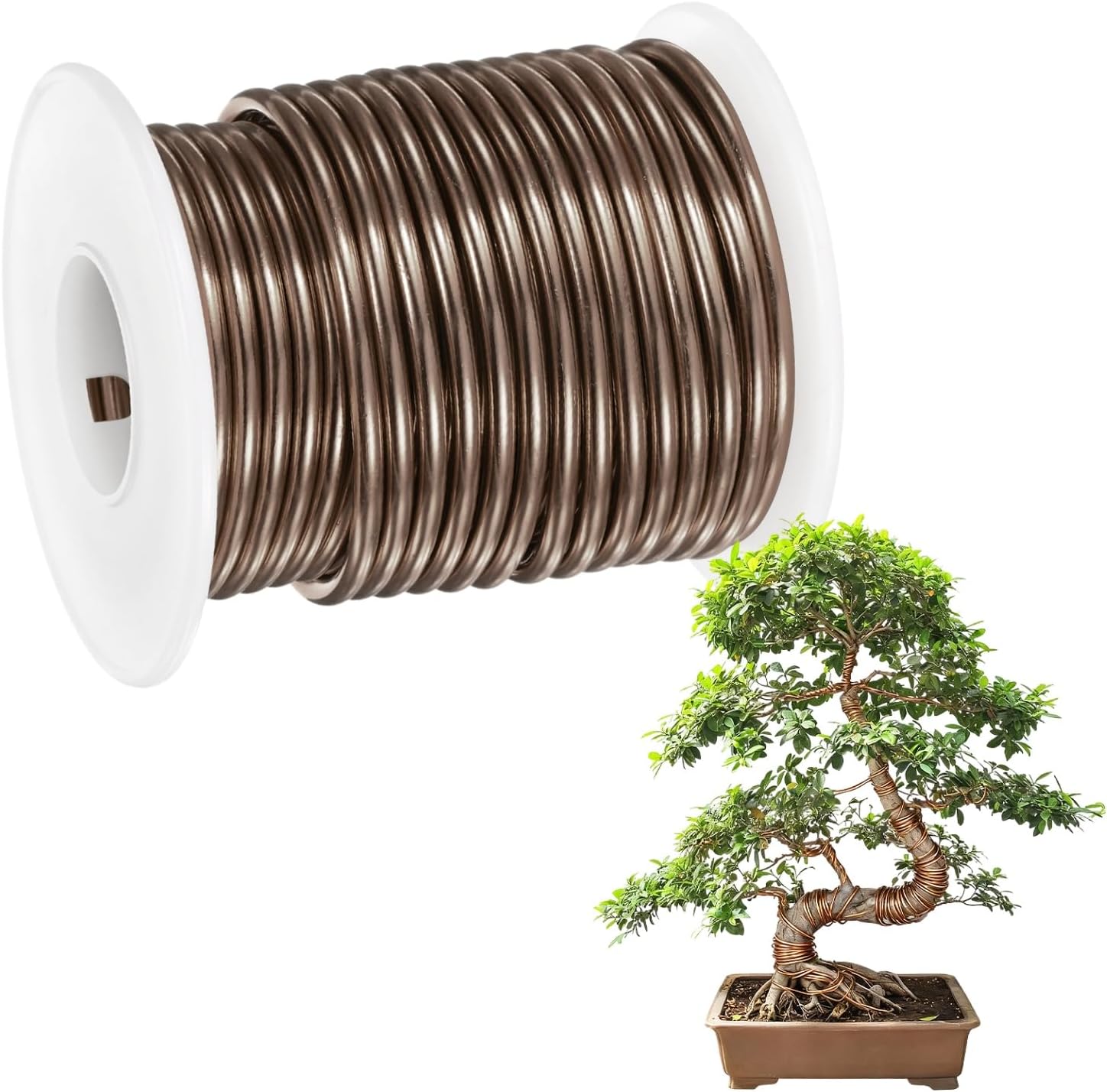 1-Pack Bonsai Training Wire, 2.5mm x 33ft/10m Anodized Aluminum Bonsai Tree Wire for Fine Trunk/Gardening Branch/DIY Crafting [Brown]