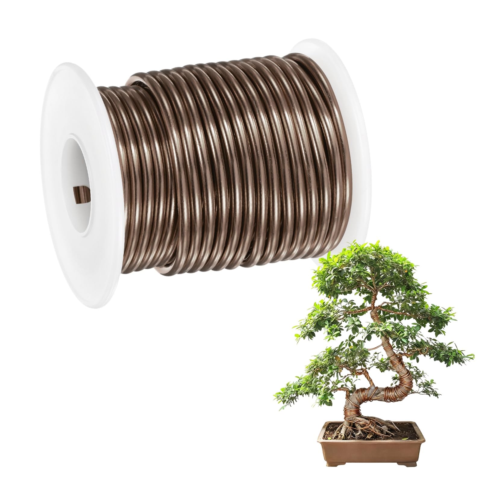 M METERXITY 1-Pack Bonsai Training Wire 2.5mm x 33ft/10m, Brown