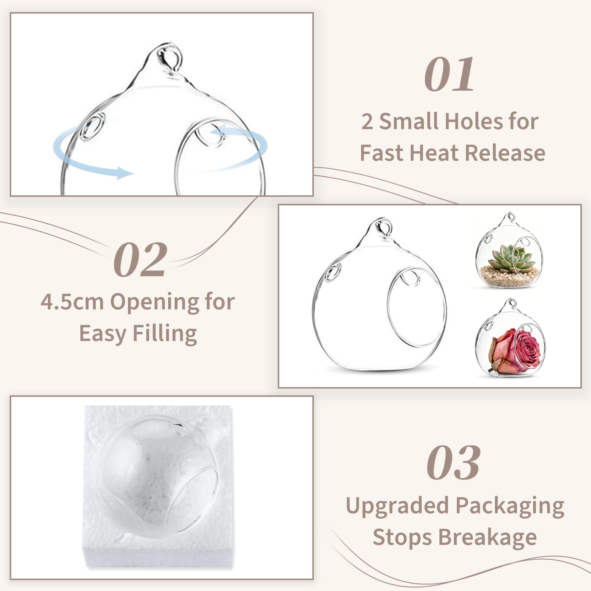 Sziqiqi 24 Piezas 80cm para Colgar Portavelas De Cristal Terrario Boda Portavelas Candelabro, Vidrio, Transparente, 24 Piezas