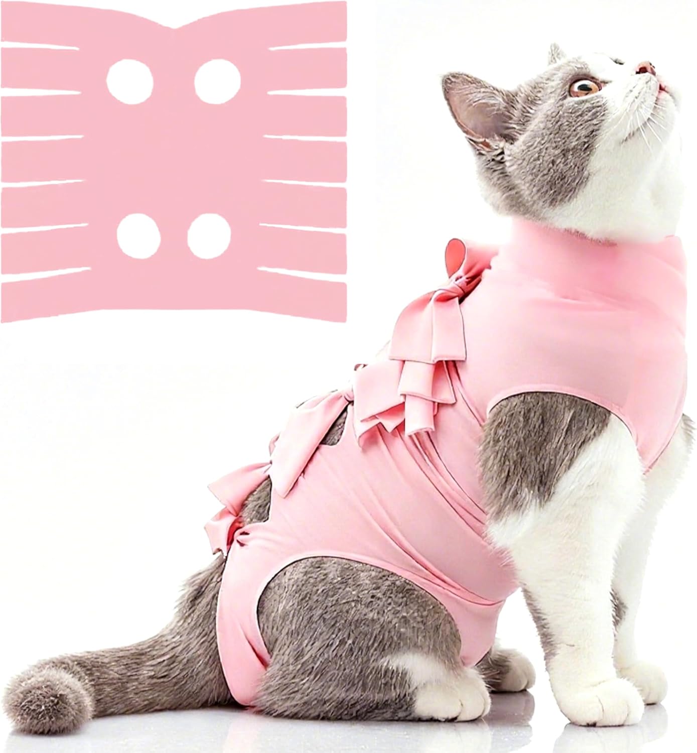 Cat Recovery Suit Anti Licking, Cats Surgery Recovery Suit Female Kitten Onesie After Spay, Cone of Shame Alternative, Post-Surgery Kitten Surgical Clothes for Abdominal Wounds(Kont Pink,M)