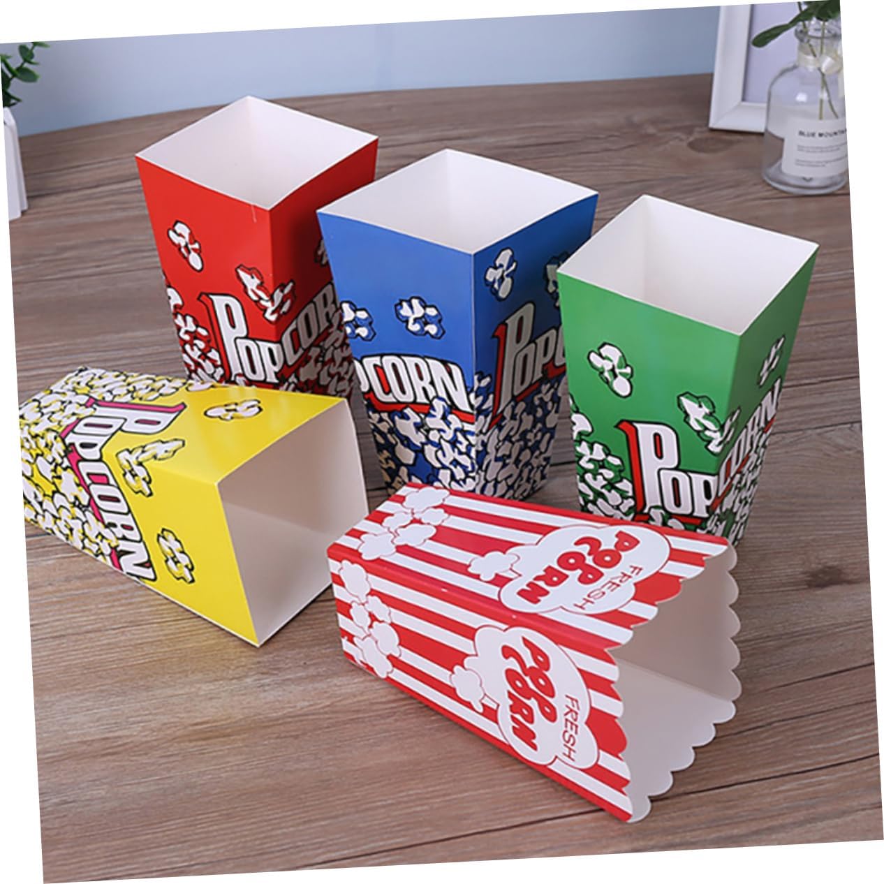 Unomor 1set Disposable Popcorn Packing Boxes Snack Storage Containers for Parties Events and Movie Convenient Snack Boxes for Popcorn Nuts and Treats
