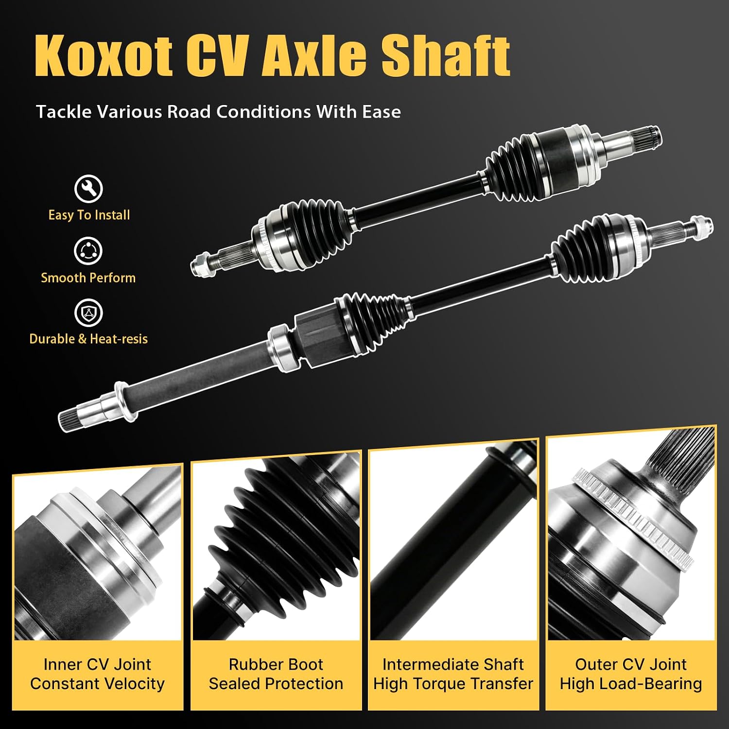 2PC Front CV Axle Shaft Assembly for Lexus RX350 2010 2011 2012 2013 2014 V6 3.5L AWD, for Toyota Highlander 2014 2015 2016 V6 3.5L GAS AWD, Venza 2009-2015 L4 2.7L/V6 3.5L AWD, #66-5307 66-5308