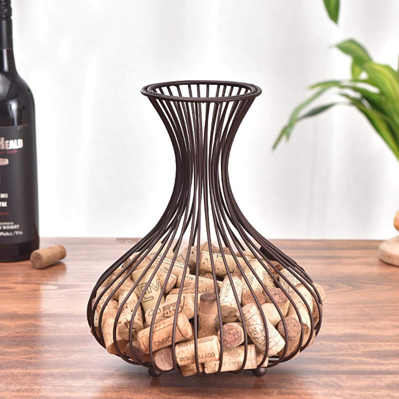 OUKENS Almacenamiento de Corcho de Vino Botella de Vino Barril Tapón de Corcho Soporte de Canasta de Almacenamiento Recipiente colector de Corcho de Hierro Suministros de Cocina
