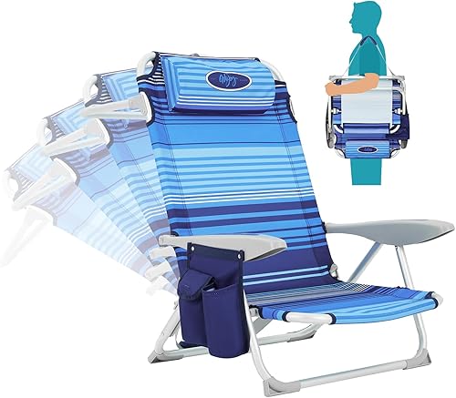 Miniatura 29 de #WEJOY Silla de Playa para Adultos, Posición Reclinable Ajustable, Se Recuesta Completamente, Ligera, Plegable, Portátil, Silla de Aluminio con #C
