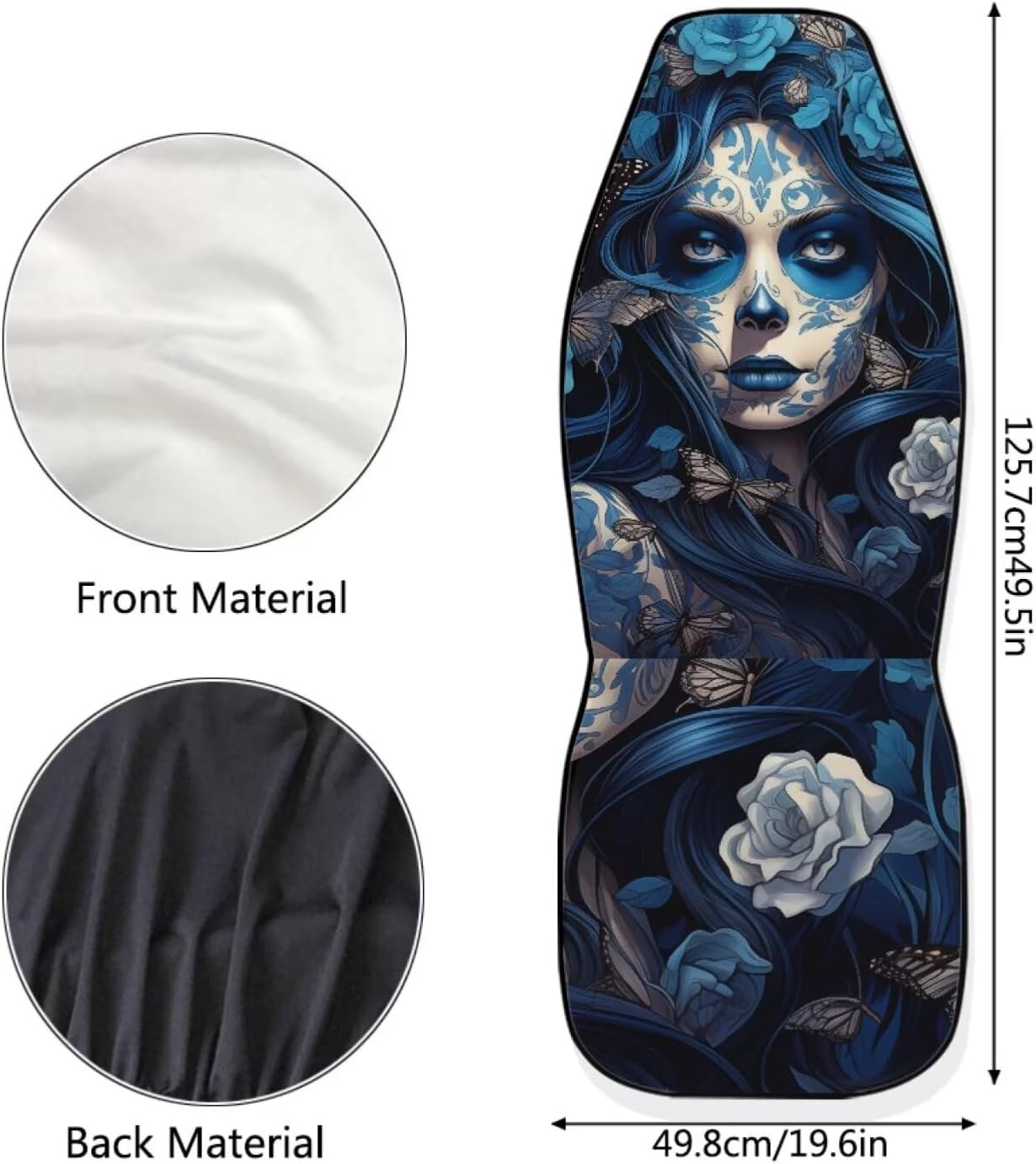 3D Novelty Skull Print Car Front Seat Cover 2 Piece Vehicle Interior Cover Protector Decor Accessory Seat for SUV Truck Van Sedan image 4