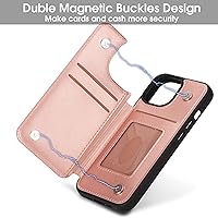 Vista 5 de Arae Funda para iPhone 13 Pro Max - Funda tipo cartera con bolsillos de cuero PU para tarjetas y tapa trasera abatible para iPhone 13 Pro Max 6.7