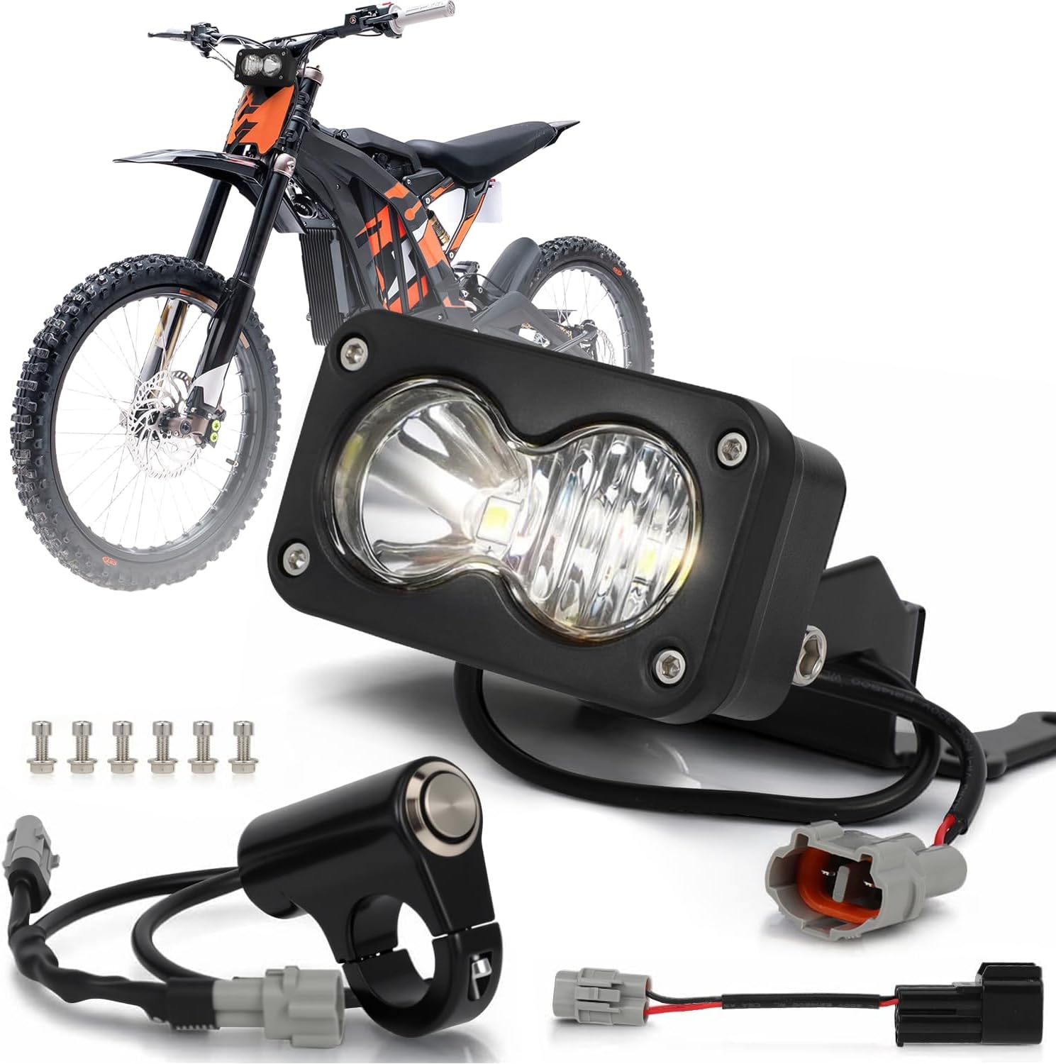 Electric Dirt Bike Headlight Head Light Bar for Surron Sur ron Light Bee S/X LBX X260 Head Light 1000LM White 6000-6500K Motorcycle Lights Spot Bars Headlamp