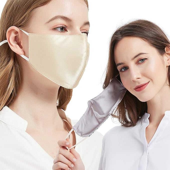 Amazon シルクマスク ペコペコしない 小顔フェイスライン シルクマスク リバーシブル 両面 シルク マスク ノーズワイヤー入り 立体 マスク シルクマスク おしゃれ ブラウン シャンパンｐ10 ｒｉｏｔｔａ 布マスク