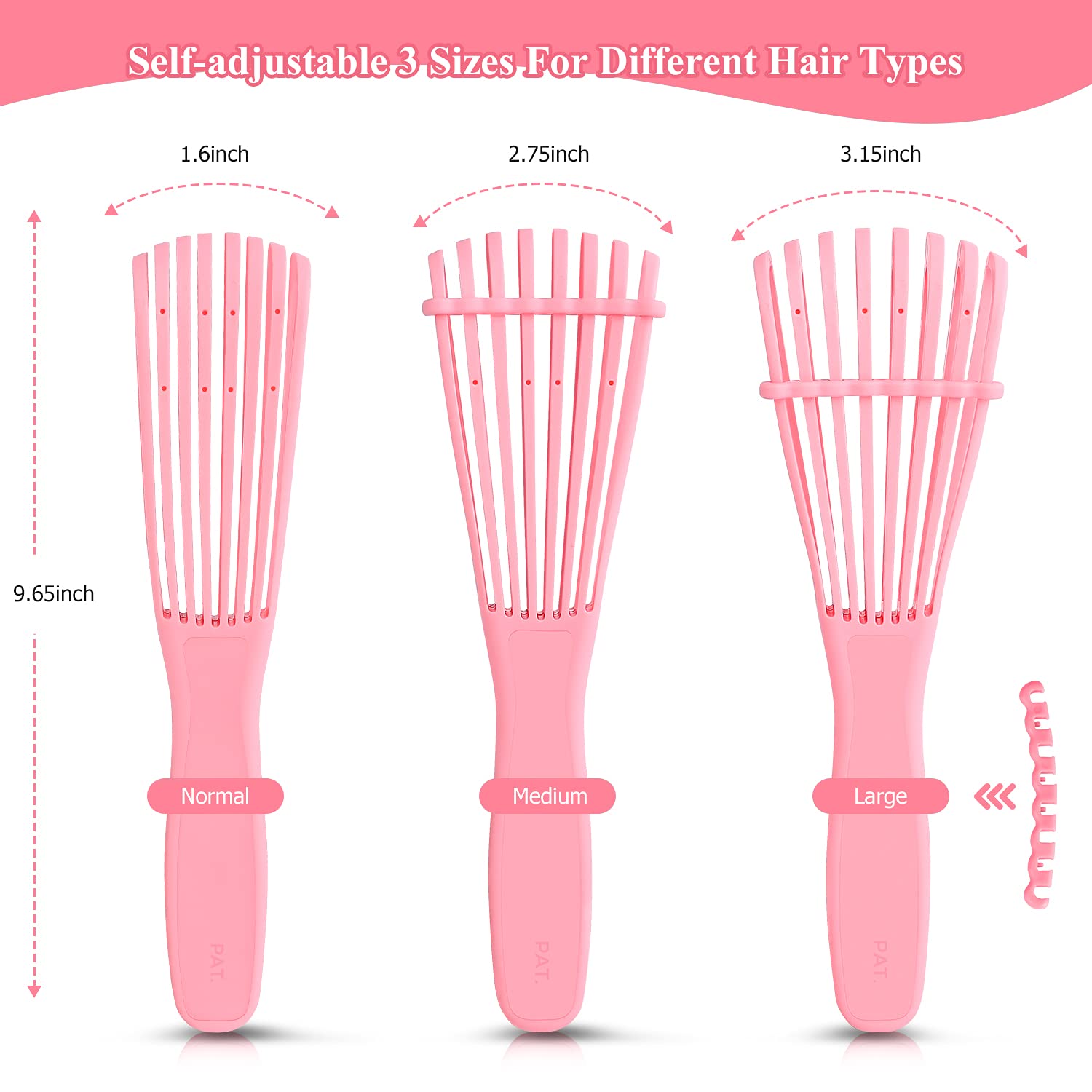 Cepillo para desenredar el cabello, cepillo desenredante para adultos y niños, juego de peines para cabello rizado rizado y ondulado, para cabello húmedo y seco, afroamericano tipo 3a-4c, agarre