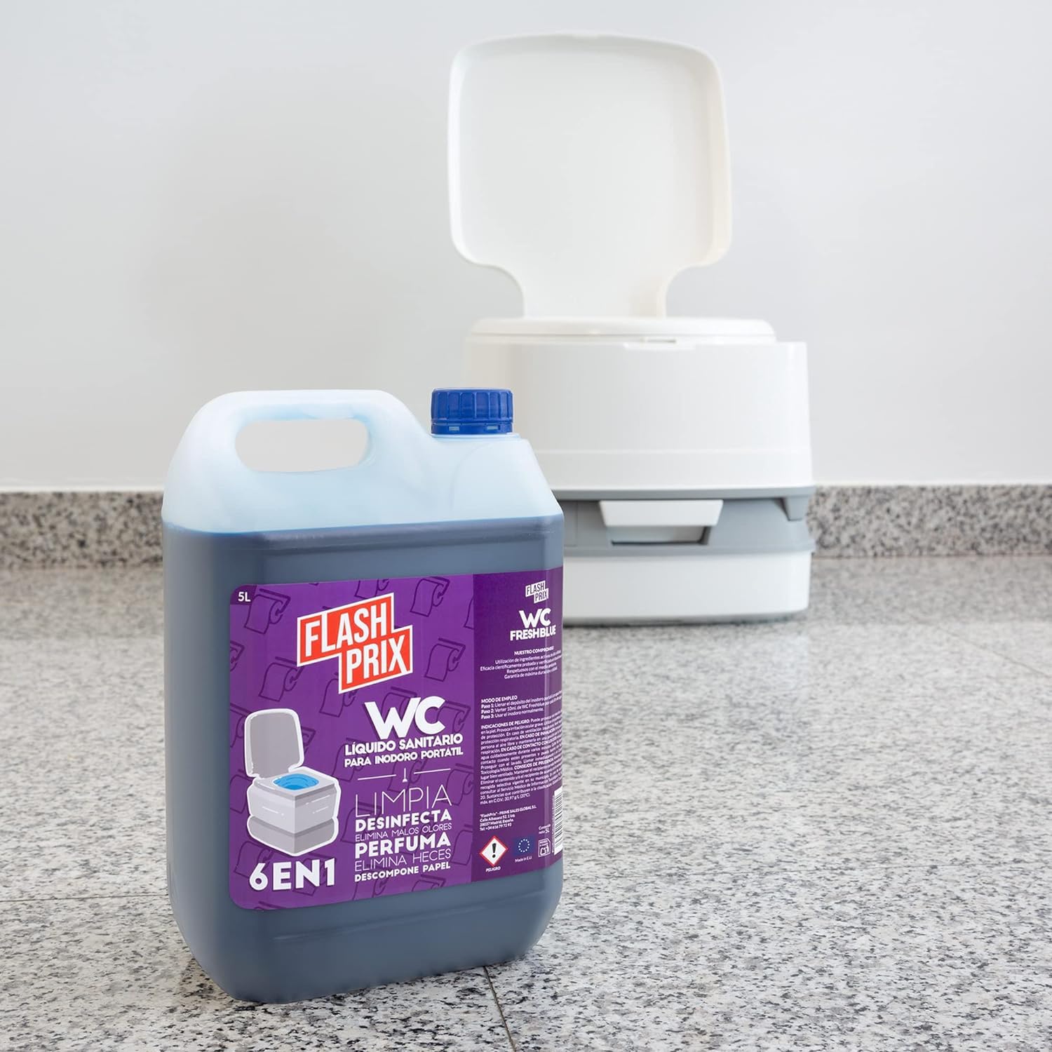 Aditivo para Aguas Negras para Inodoro Portátil WC, Liquido para Depósito de Residuos, Fragancia Cereza Fresh, Líquido Sanitario, 10 Litros