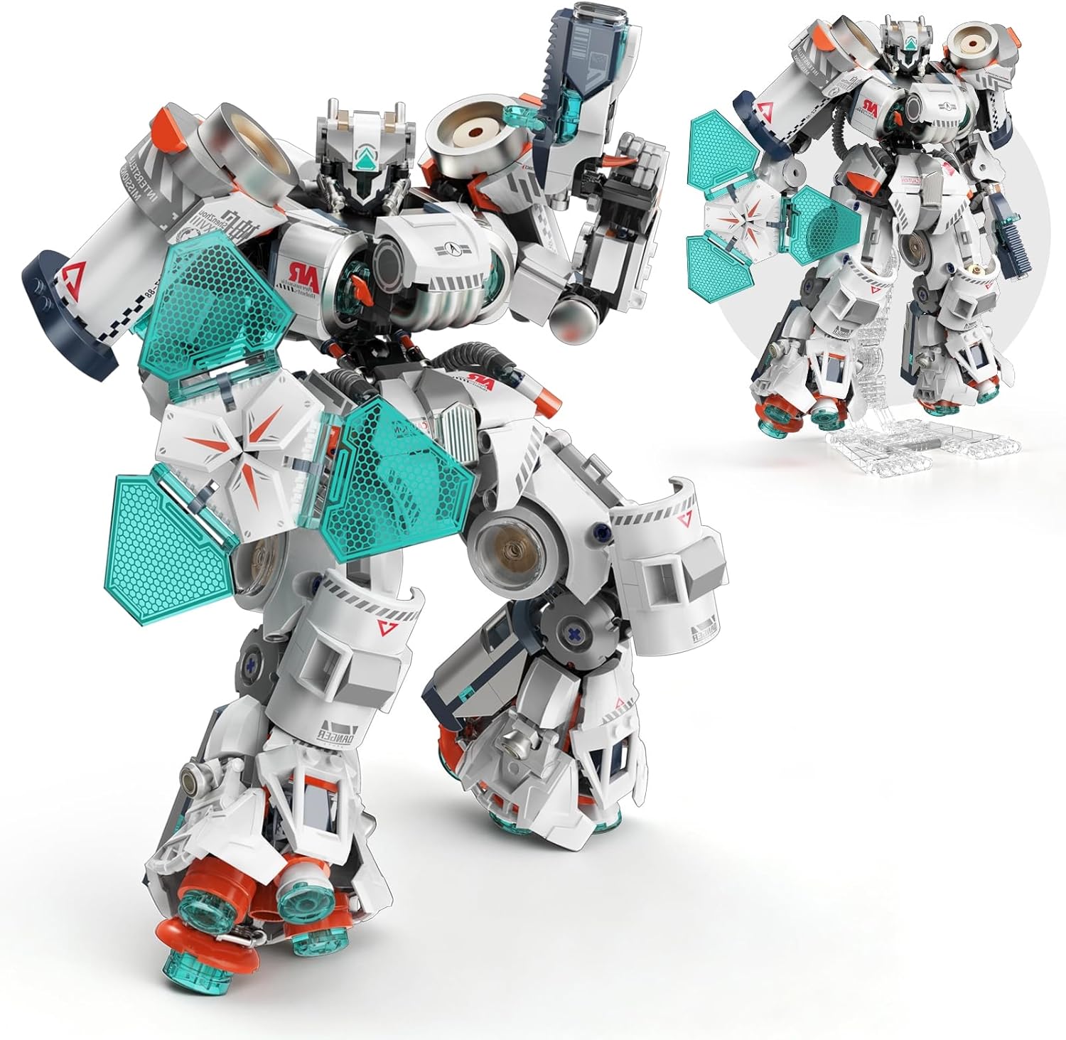 HIGH GODO Aerospace Mech Robot Transforming Building Blocks Set for Adults, Warrior Justice Hero Mech Model Building Kit with Display Shelf, Cool Creative Robots Toys Gift for Teens 14+, 1000+ Pieces