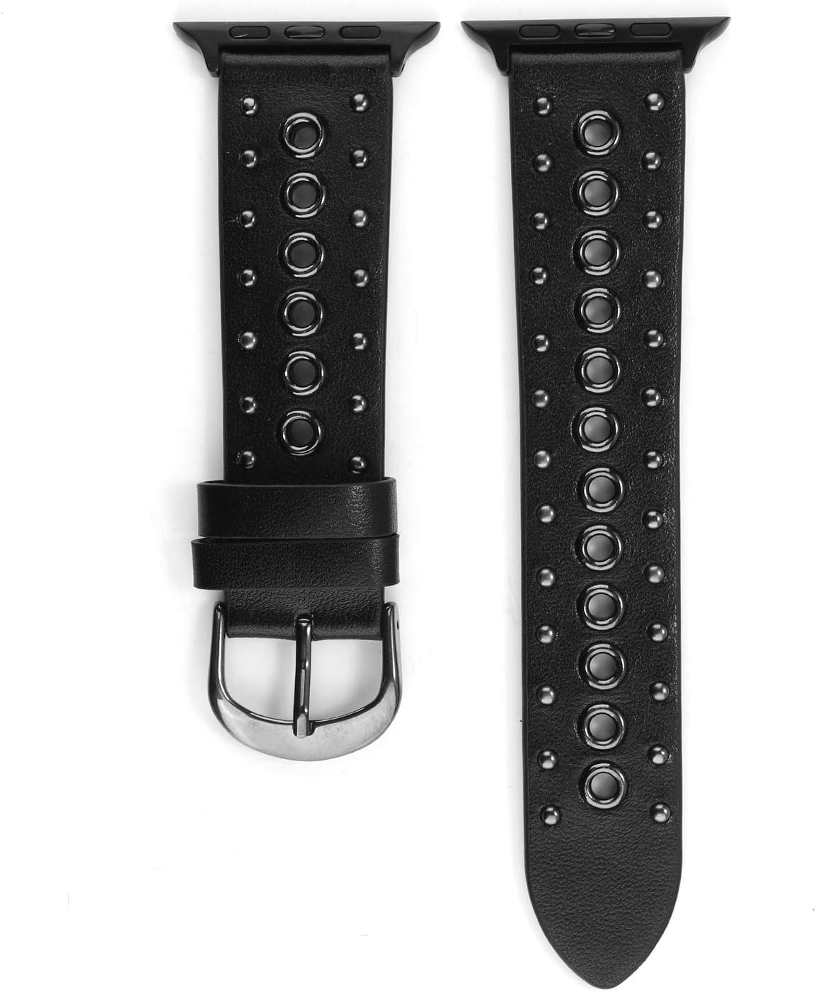 Leather Bands Compatible with Apple Watch Strap 40mm 44mm Series SE 6 5 4 38mm 42mm Series 3 2 1, Women Men Genuine Leather Rivet Sport Wristband Replacement Strap Bracelet Bangle