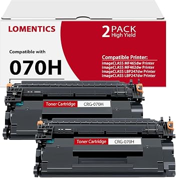 LOMENTICS 070H Black Toner Cartridge High-Yield 2-Pack - Loment Compatible CRG-070H Toner Cartridge Replacement for 070H imageCLASS MF465dw MF462dw LBP247dw LBP247dw Printer
