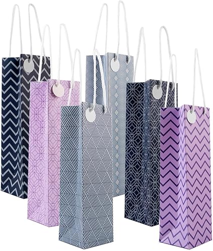 Miniatura 1 de Prime Product Essentials Juego de 12 bolsas de regalo de vino (4 pulgadas x  4 pulgadas x  14 pulgadas), construcción duradera, diseños elegantes