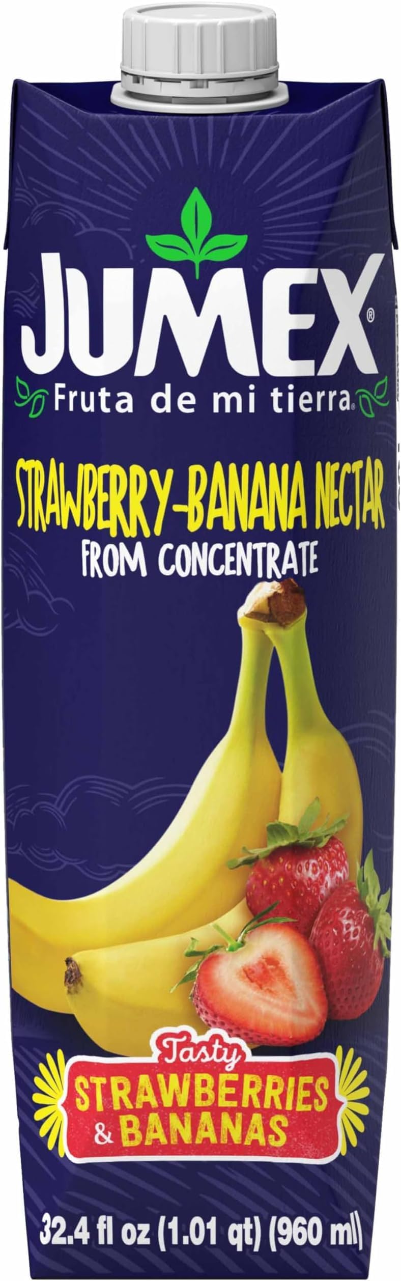 Jumex Strawberry Banana Nectar Juice - Made with Fresh Fruit Puree - Tropical Fruit Juice Concentrate for Smoothie Mix, Cocktail Mixers, Kids Drinks & Mexican Beverages - 32.4oz, (Pack of 5)
