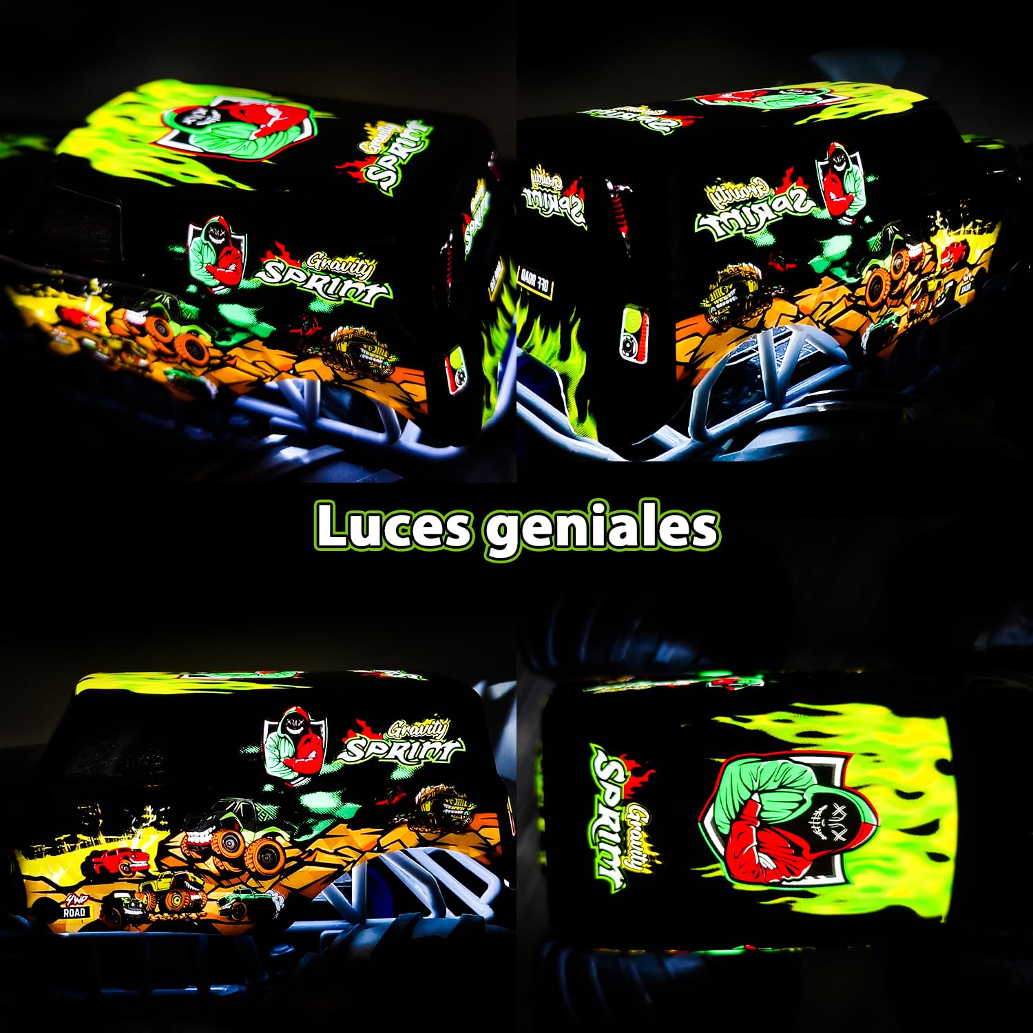 PENGBU RC 1:16 Coche Teledirigido Niños 4 Años, Monster Truck Teledirigido con Luces, 360° Rotation, ¡Anda sobre 2 Ruedas y Hace el Pino, Coches Teledirigidos para Niños de 4, 6, 8 Años