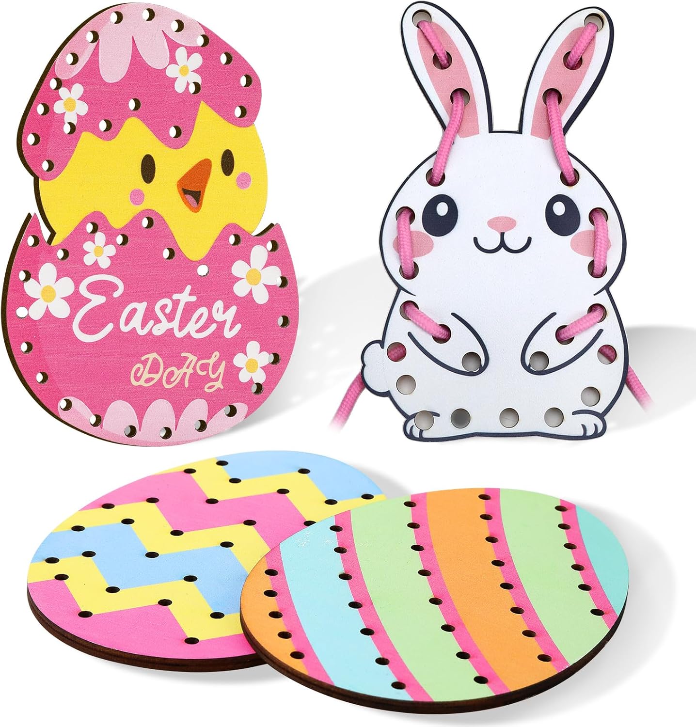 Montessori Wooden Lacing Cards, Easter Bunny Lacing Card, Fine Skill, Easter Basket Stuffer Craft Activity