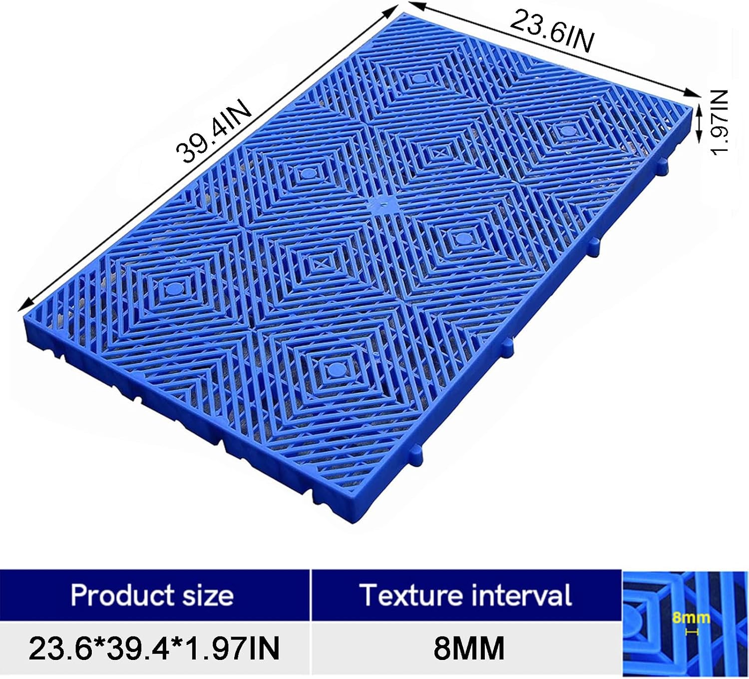 4 Pcs Storage Grid Pad Plastic Pallet, Lightweight Nestable Floor Pallets 1.97in/5cm Thickness Waterproof Breathable for Basement Supermarket, Easy to Stack,23.6 * 39.4 * 1.97IN