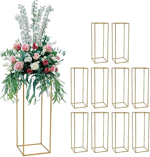 DouSeiAi 10 piezas de soporte de flores de boda de metal para mesas, florero de plantas de flores, jarrón de suelo alto, columna geométrica de disponible en Yaxa Costa Rica