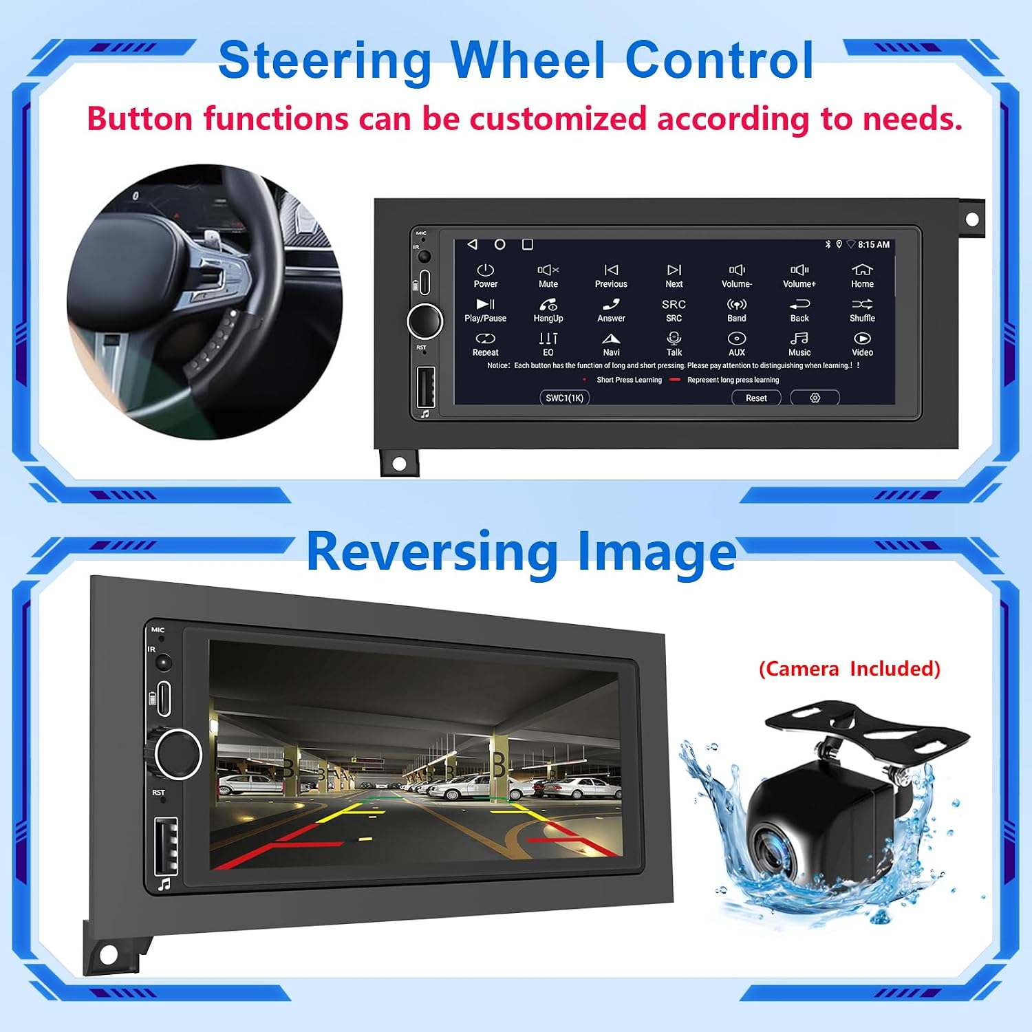 Car Stereo Radio with GPS Navi WiFi Carplay Android Auto SWC Remote for 1994-2001 Dodge Ram Dakota/Jeep Wrangler Cherokee 1997-2001/ Chrysler Town and Country 1990-2000/Sebring Cirrus