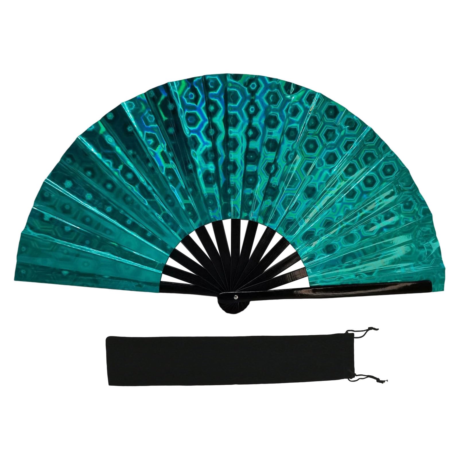 WEILWH PVC Reflective Colorful Hand Fan Dancing Foldable Clap for Enthusiasts Frame and Smooth Operations Martial Art
