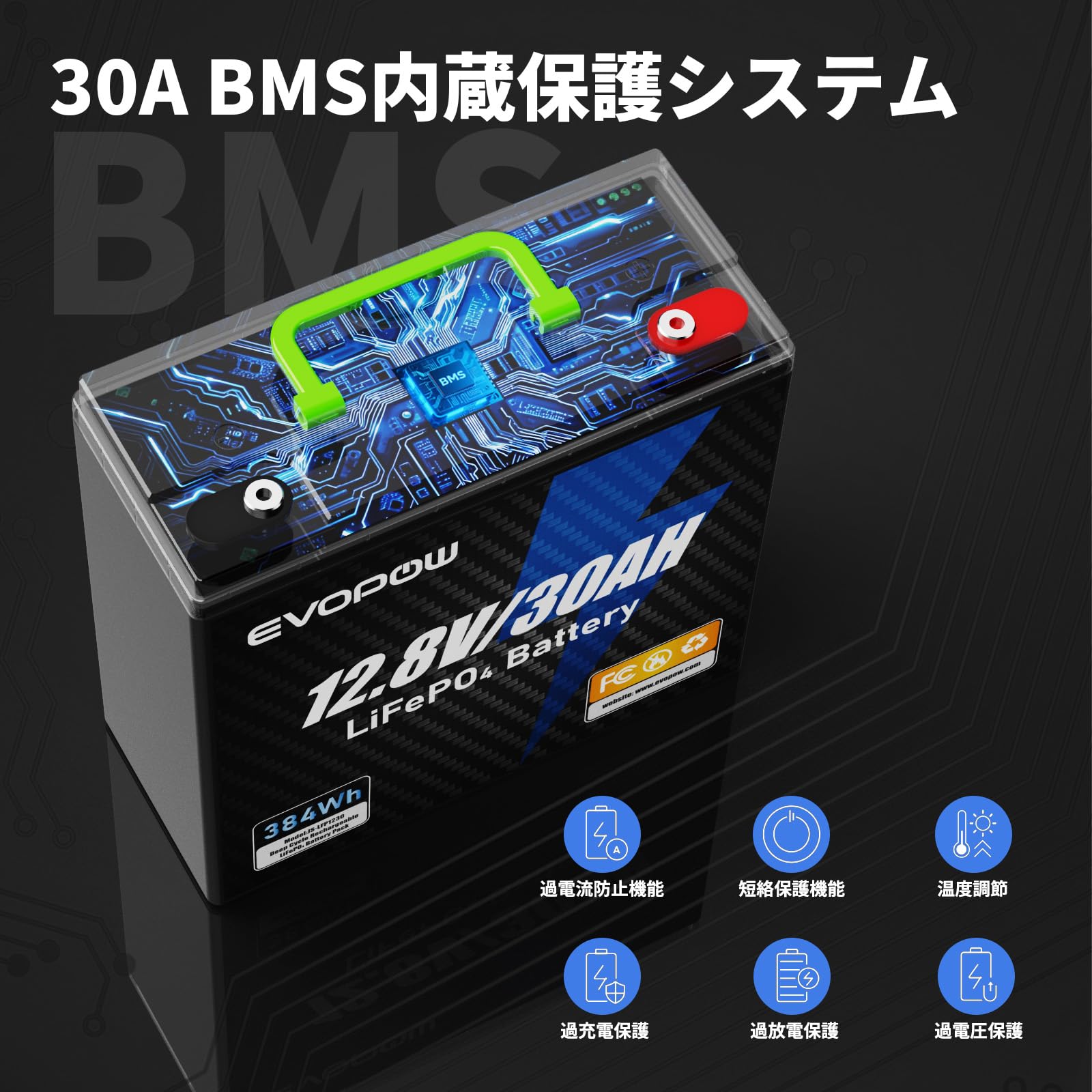 Amazon | Evopow 384Wh リン酸鉄リチウムイオンバッテリー 480W出力