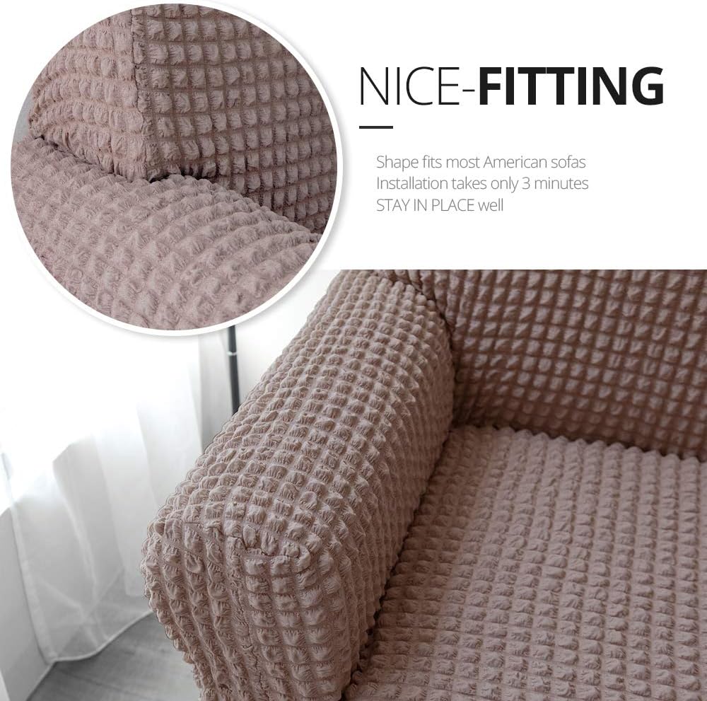 NICEEC Sofa Slipcover Coffee Sofa Cover 1 Piece Easy Fitted Sofa Couch Cover Universal High Stretch Durable Furniture Protector with Skirt Country Style (3 Seater Coffee) : Home & Kitchen