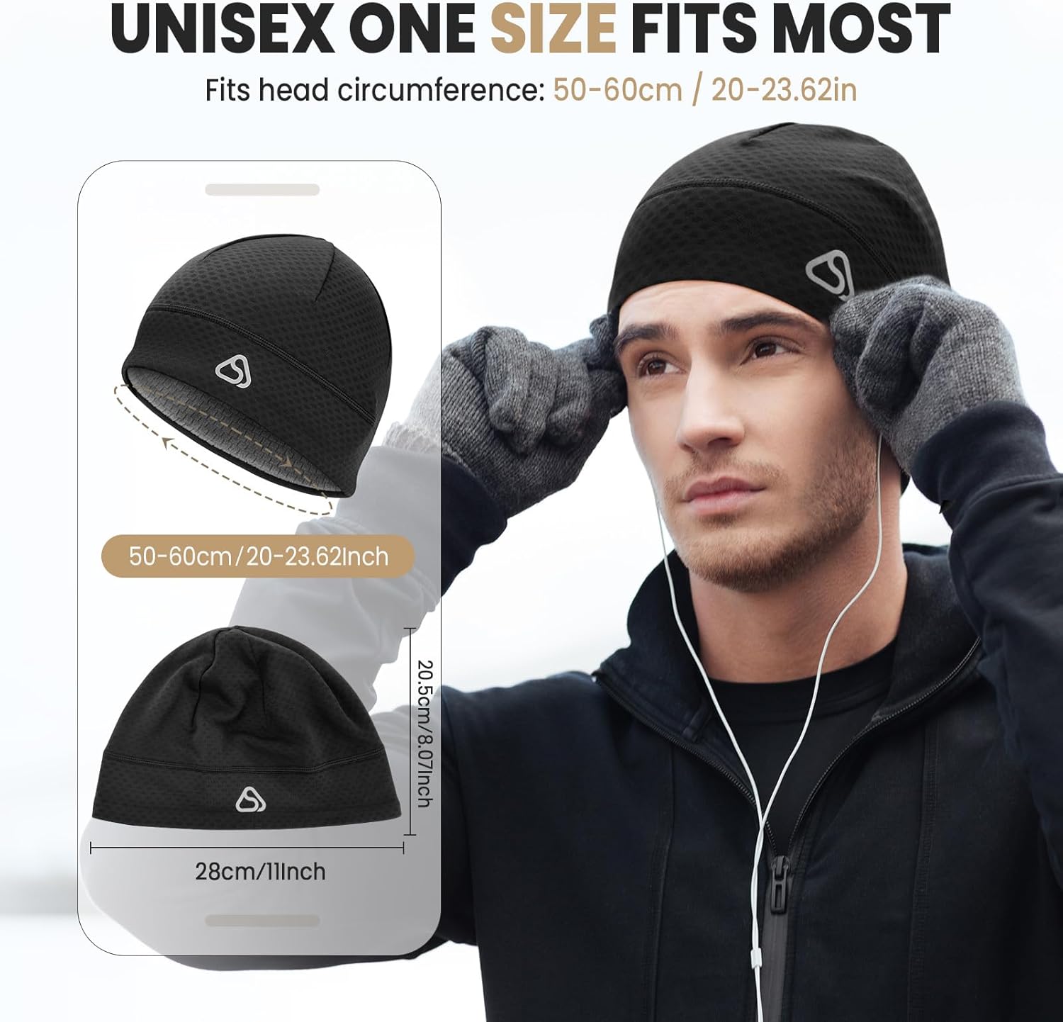 Skull Cap for Men Women Unidirectional Moisture Absorption & Sweat Wicking Quick-Dry Running Hat Beanie, Thermal Helmet Liner - Image 4