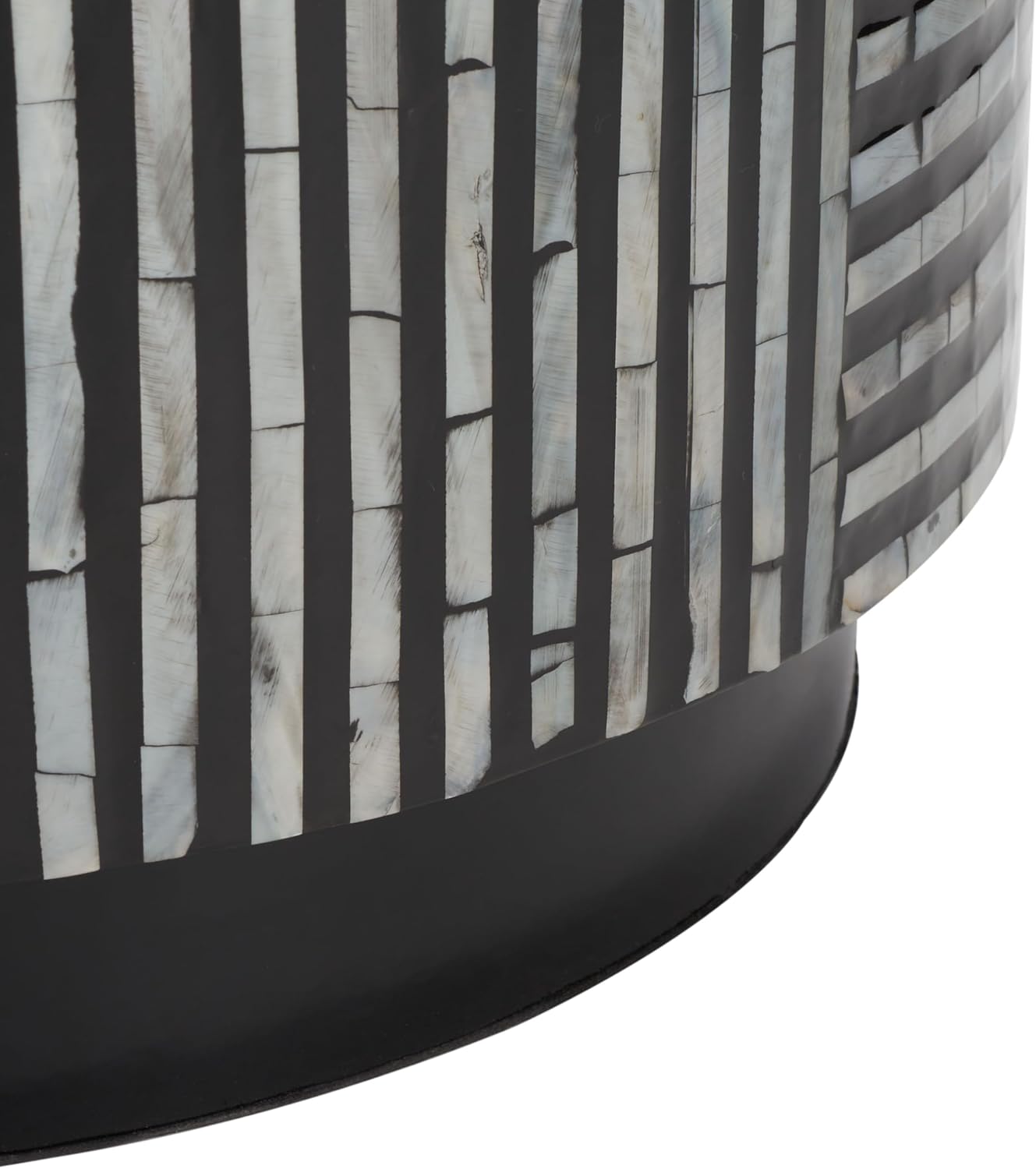 SAFAVIEH Home Collection Harlon Black Faux Mother of Pearl Accent Table Round Stool (Fully Assembled)