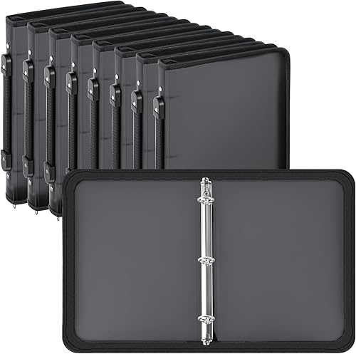 Miniatura 1 de Teling Paquete de 8 carpetas con cremallera con cubierta de 3 anillos, organizador de archivos de plástico transparente recargable, planificador