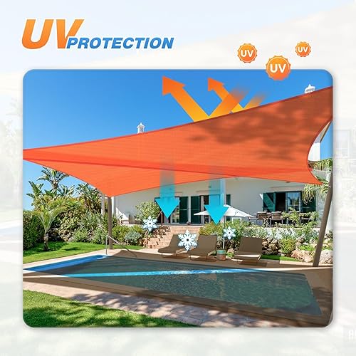 Miniatura 17 de Tang toldo de sol, velas de sombra 180GSM HDPE Equilateral Triángulo Permeable Toldo estándar comercial personalizable, Rojo