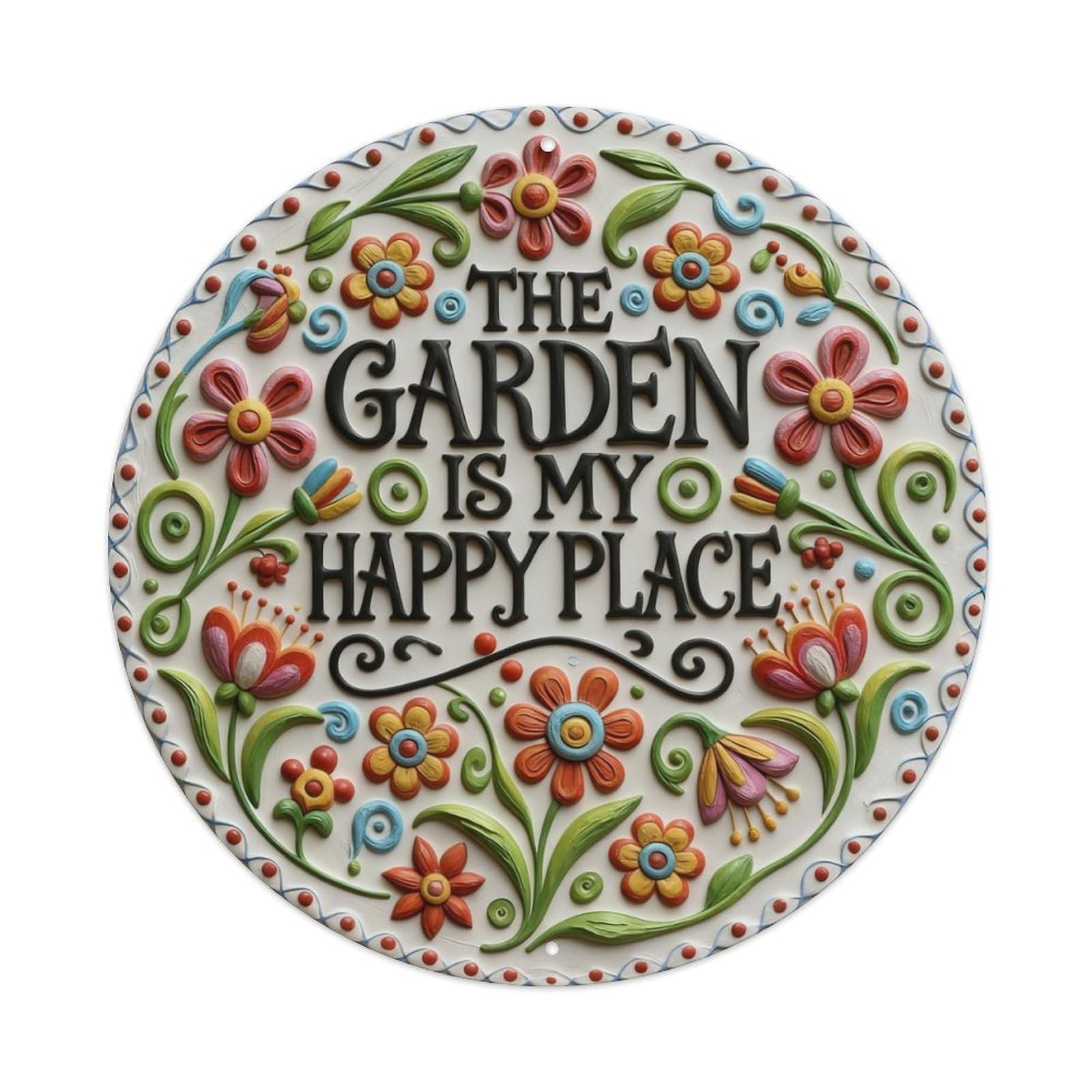 Zlatcbu Vintage Garden Is My Happy Place Metal Tin Sign Retro Wall Art Poster, Decor For Home Living Room Bar Cafe Garage, 8X8 Inch