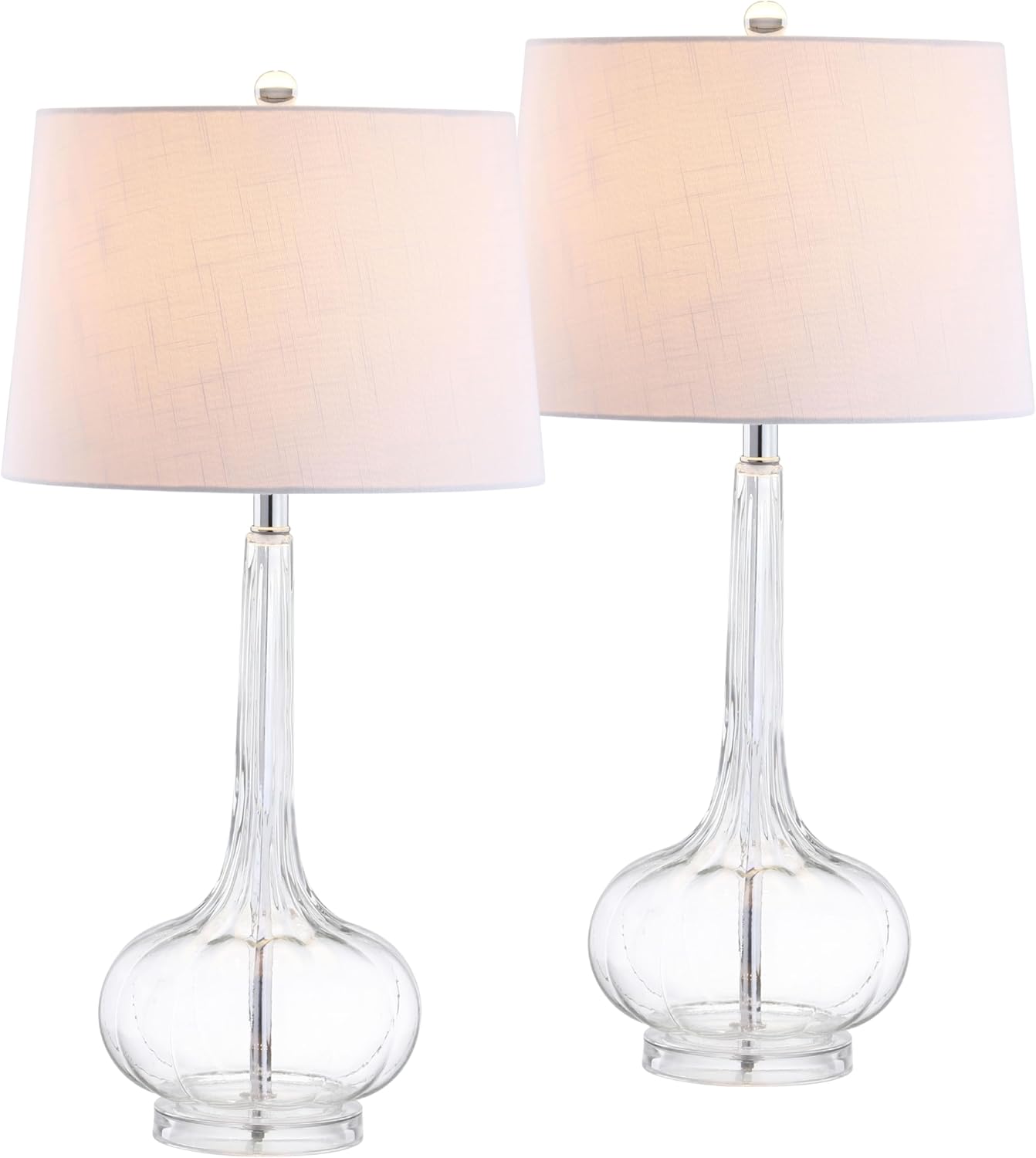 JONATHAN Y 28.5″ Clear Glass Teardrop LED Table Lamp Set of 2 for Living Room Be…