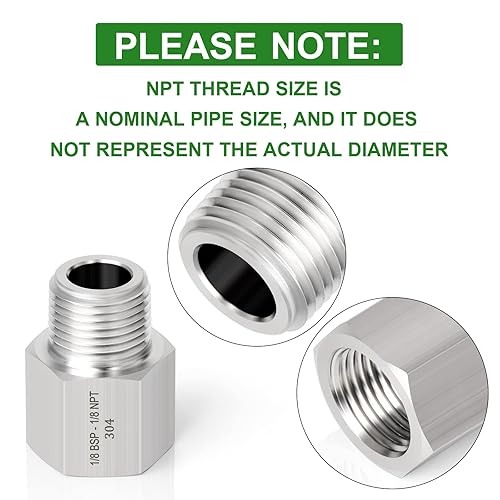 Miniatura 5 de TAISHER 2 piezas de forja de acero inoxidable 304, adaptador reductor, 18 "NPT macho x 18" G rosca (BSP) hembra