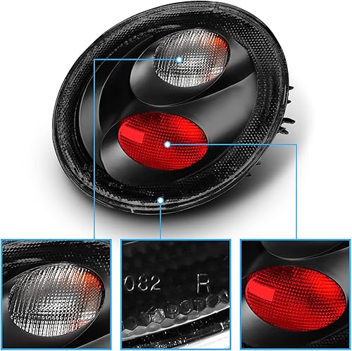 Miniatura 9 de AmeriLite Luces traseras Altezza cromadas transparentes para Volkswagen Beetle 1998-2005, lado del pasajero y del conductor