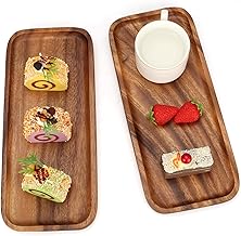 2 Pcs Best Rectangular Wooden Tray Decorative Acacia Wood Appetizer Cheese Plates Small Sandwich Dessert Trays Rectangle Serving Platter for Decor Snacks Plate Food Dish Charcuterie Boards