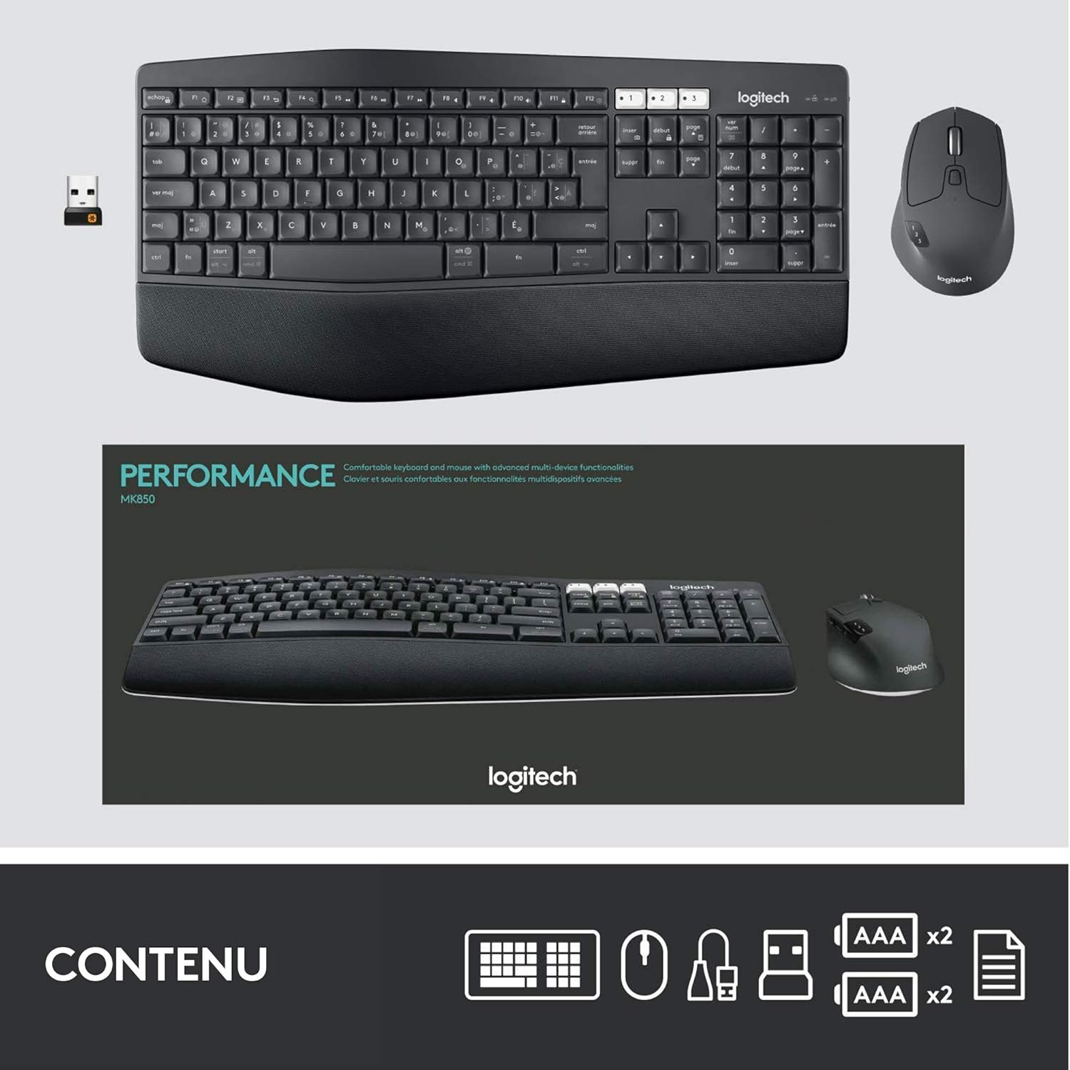 Logitech MK850 Combo package contents