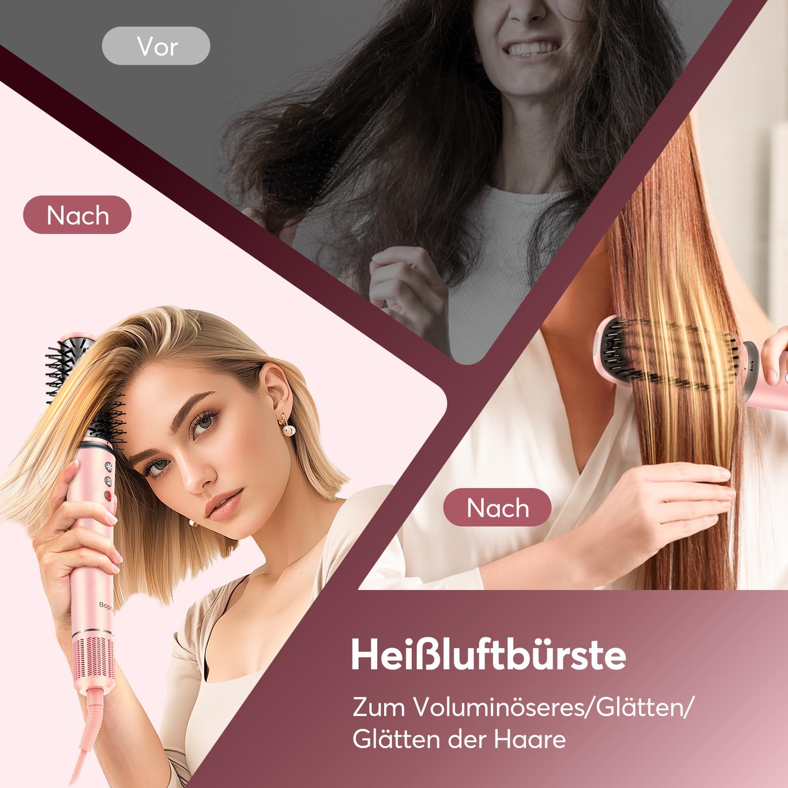 5 in 1 Airstyler,160000 U/Min High-Speed Ionen Föhn, Multifunktionaler Hairstyler, Keine Hitzeschäden Lockenstab Automatisch, Rundbürstenföhn Warmluftbürste,Zum Glätten,Trocknen,Locken,mit Reisetasche