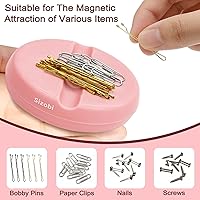 Vista 5 de Sizobi Soporte magnético para pasadores, sostiene de forma segura clips de metal para el cabello y clips de papel, cojines magnéticos para coser