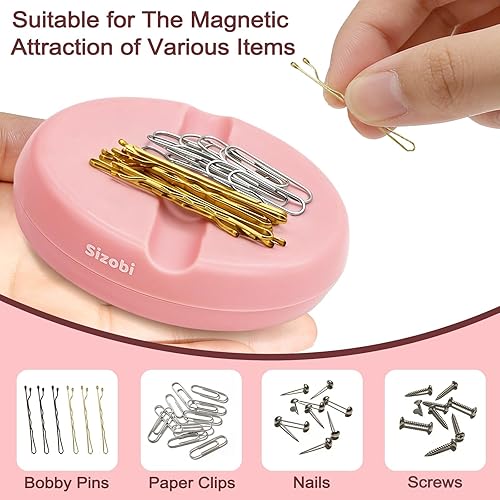 Miniatura 5 de Sizobi Soporte magnético para pasadores, sostiene de forma segura clips de metal para el cabello y clips de papel, cojines magnéticos para coser