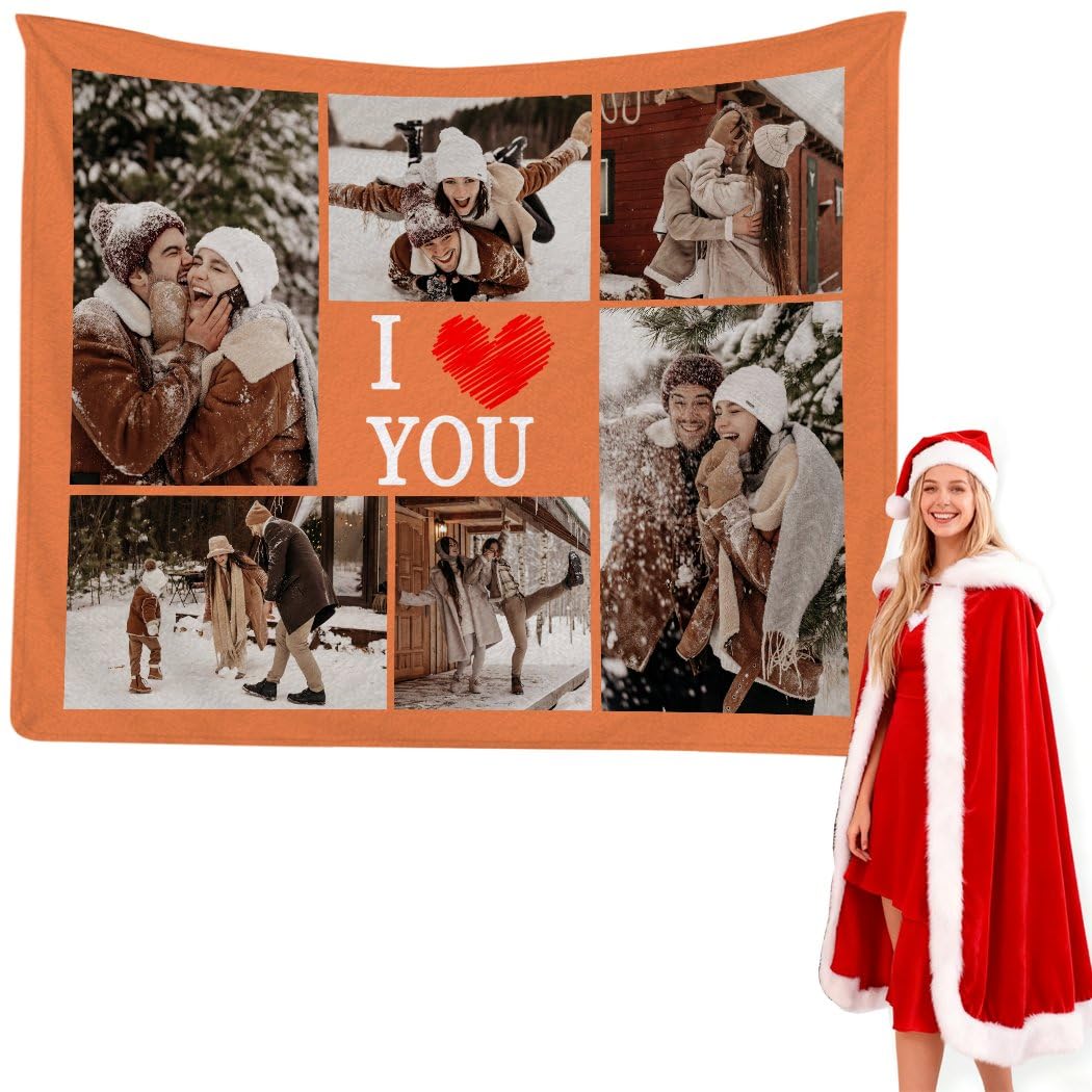 Manta personalizada con 6 fotos para cumpleaños o aniversario, regalos personalizados divertidos para amigos, para Navidad, día de San Valentín, cumpleaños, regalos personalizados para pareja